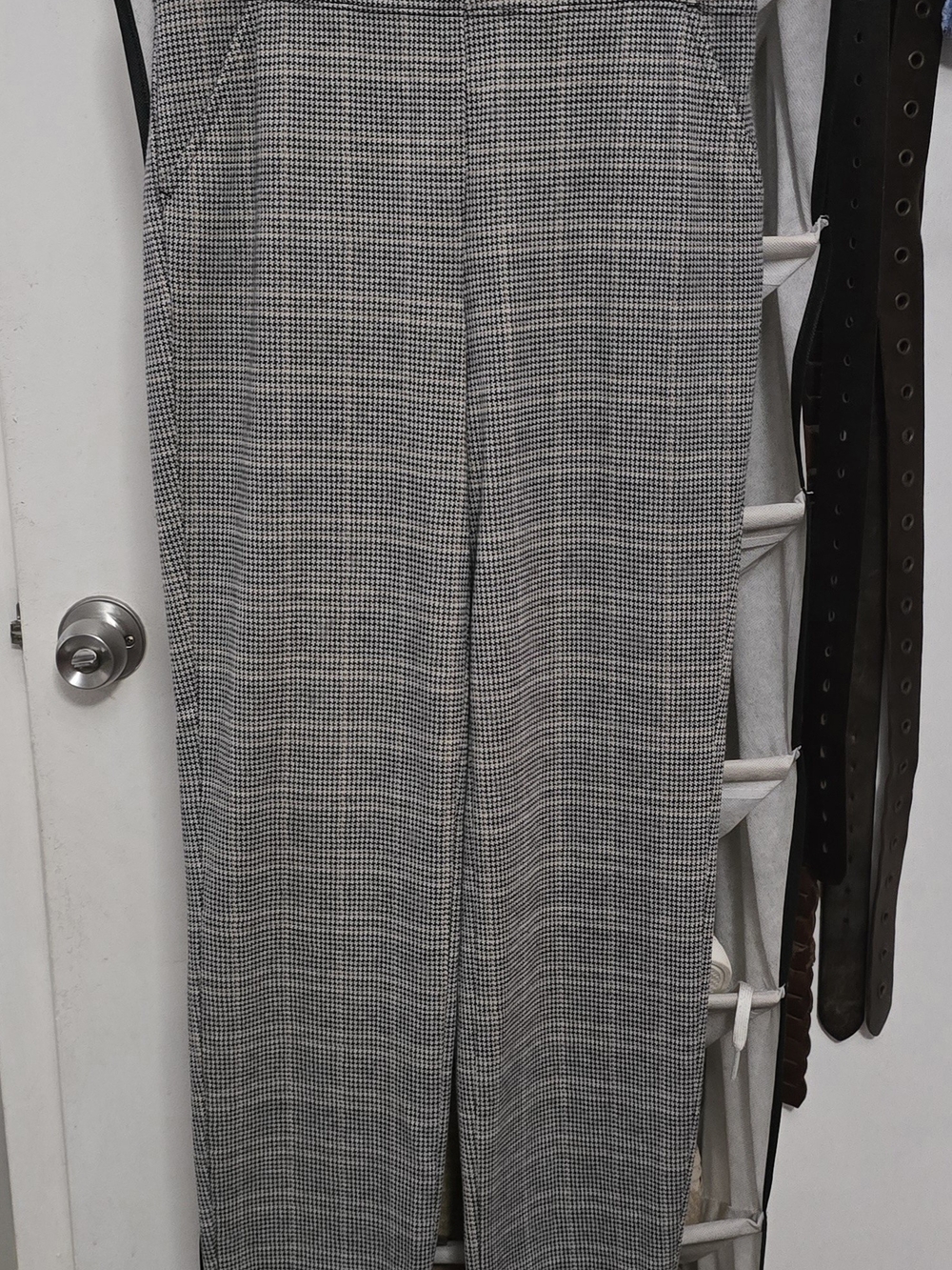 Max Studio Black & White Glen Plaid Wide-Leg Pants